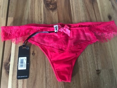 Gossard  pink lace THONG UK 10  semi sheer lace  front new