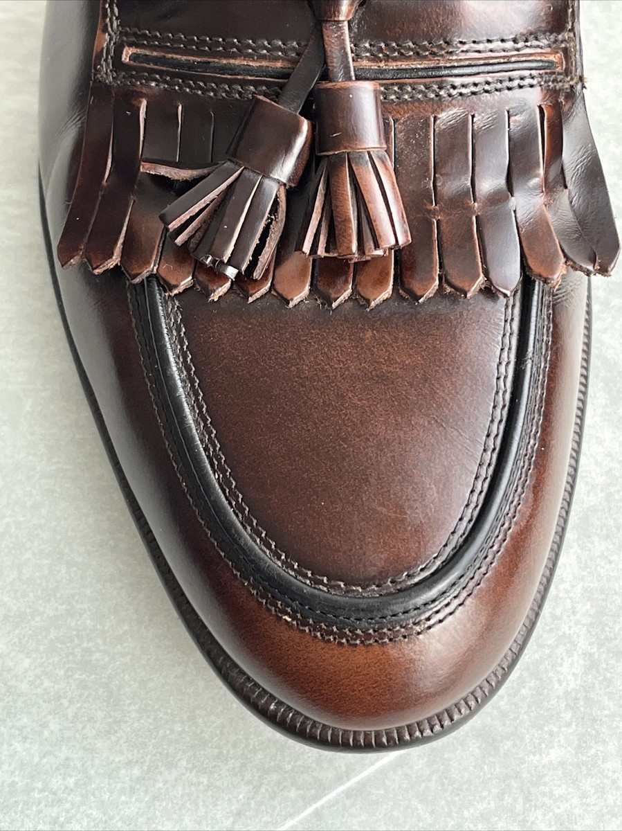 Brass Boot Loafers Shoes Mens 10M Tassel Brown Leather  display picture 2