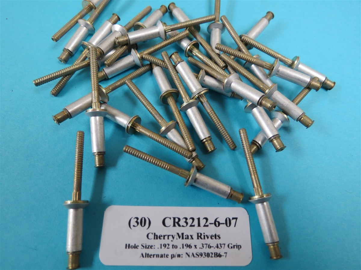 30) CR3212-6-07 CherryMax Flush Aerospace Blind Rivets Cessna