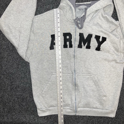 Army besticktes Kapuzenpullover mit durchgehendem Reißverschluss in grau Lifesigns Unisex Large - Bild 6 von 7