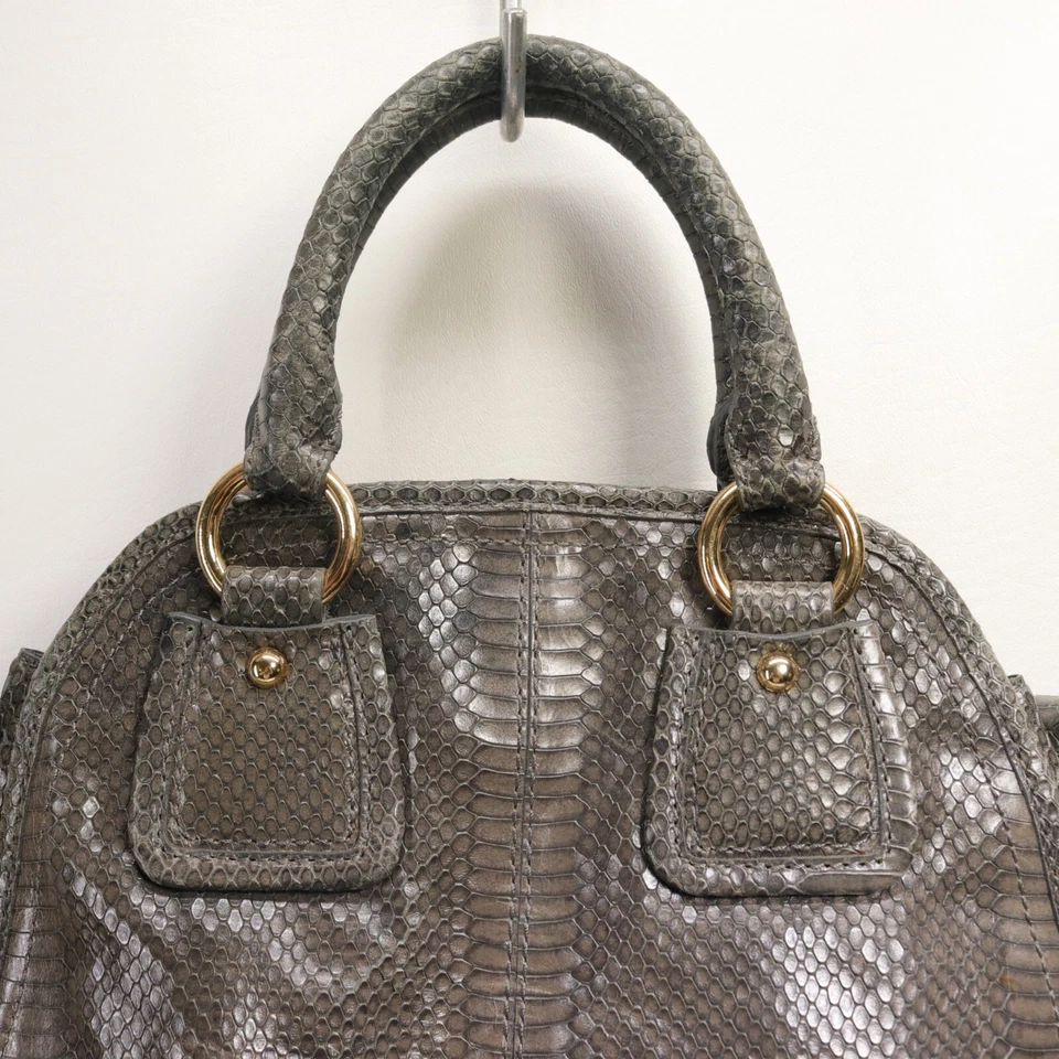 Vtg Talbots Handbag Women Taupe Grey Snakeskin Leather LinedPurse Shoulder Bag - Image 2 of 4
