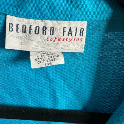 Vintage Bedford Fair Women's Classic Teal Blue Blouse Suit