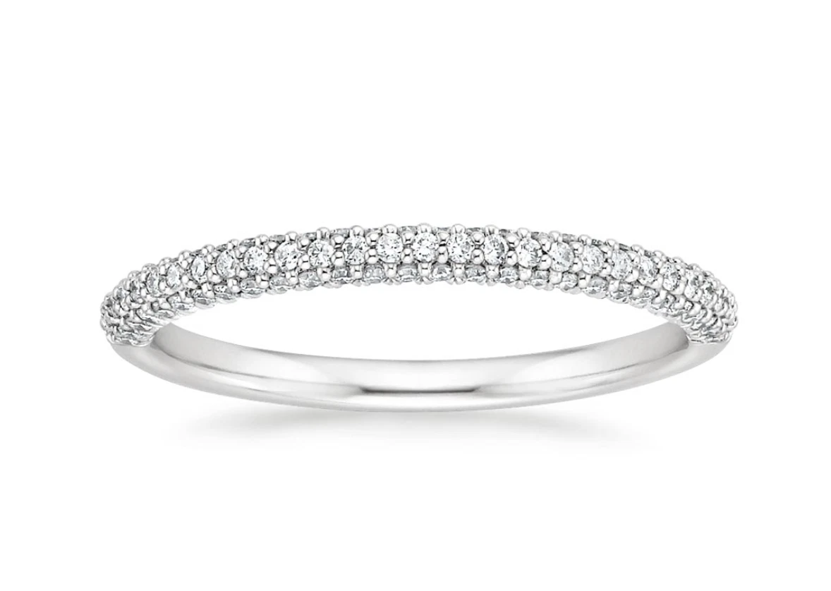 1 4 CT Half Shank Wedding Band RING Micro Pave 3mm White Gold