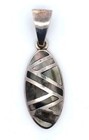 925 Sterling Silver Abalone Inlay 1.6" Pendant 10.7 Grams