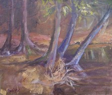 "Cedars at Hole in the Wall" Jeffrey Randolph Bond - plein air painting 12x14