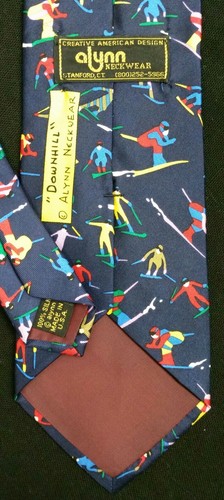 Alynn 100% Silk "Downhill" Snow Skiing Tie Necktie, Mens, Made in USA - 第 5/5 張圖片