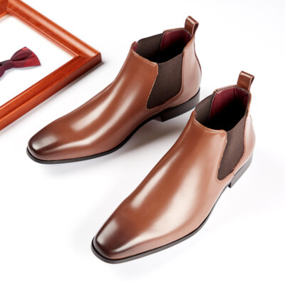 Autumn/winter Men Chelsea Boots Leather Ankle Boots Business Formal High Top