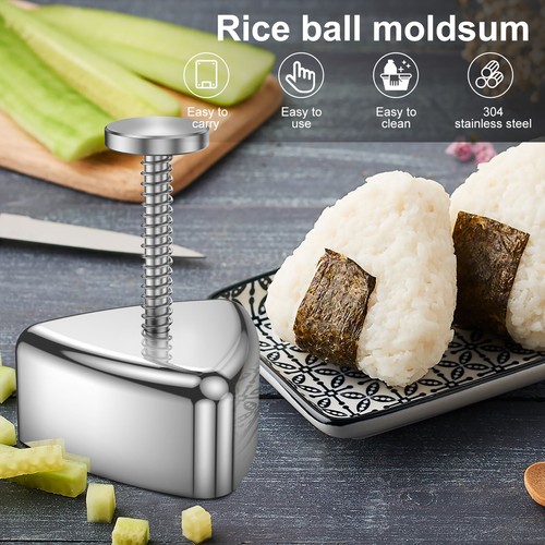 Onigiri Mold 304 Stainless Steel Rice Ball Mold Non-Stick Triangle Sushi FaHPK - Picture 2 of 11