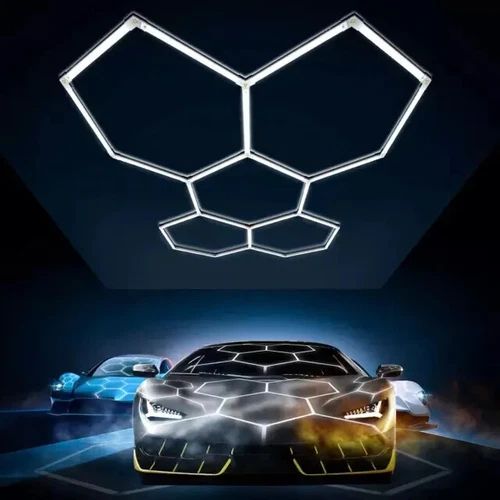 5 HEX Hexagon LED Lighting Car Detail Retail Garage Workshop Home Gym Wall Light - Picture 4 of 18