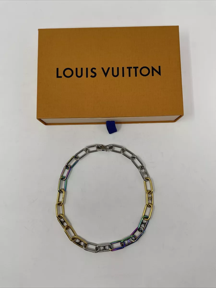 Pre-owned Virgil Abloh Authentic Louis Vuitton Lv Chain Link Cuban Necklace  Men M69987 In Silver