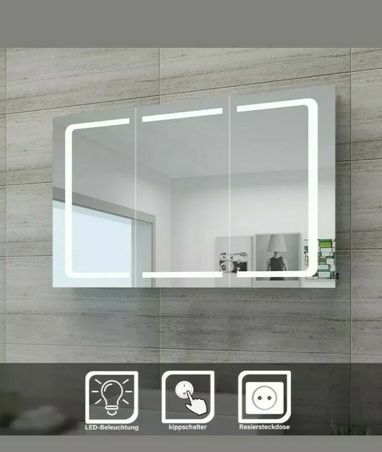 Neu Led Spiegelschrank Badezimmerspiegel Badschrank Mit Beleuchtung Steckdose De