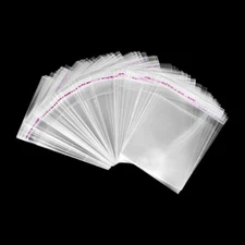 100PCS Clear Self Adhesive Poly Bags OPP Cellophane Plastic Bags Choose Size