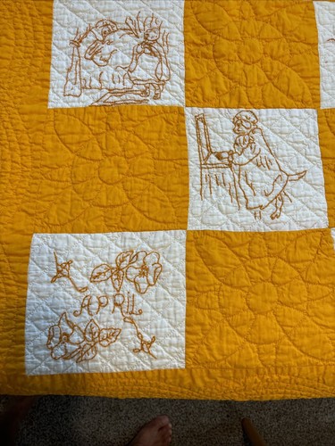 Familienalbum Quilt bestickt Tage Monat Windmühle niederländische skandinavische Tiere - Bild 9 von 24