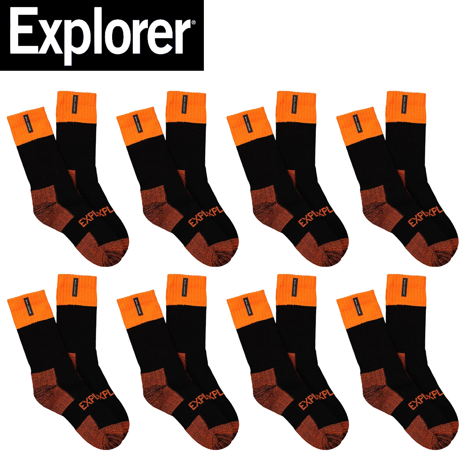 8 Pair Bonds Explorer Tough Work Crew Men Orange Thick Cotton Socks SYNJ2W Bulk
Opens in a new windo