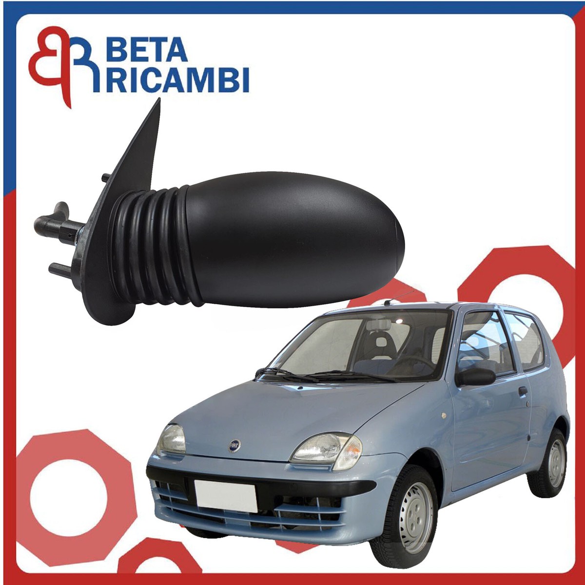 2 Coprispecchietti Nero Lucido Per Fiat 500 2012-2019 | Sinistro E Destro | Sostituzione Diretta | Resistenti Alle Intemperie
