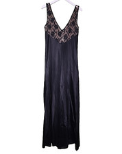Vintage Black Nightgown Sheer Lace Lingerie Val Mode M Sleeveless Keyhole USA