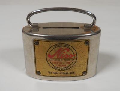 The Portable Safe Vintage Metal Promo Coin Bank, Niss Home Furnishings Milwaukee