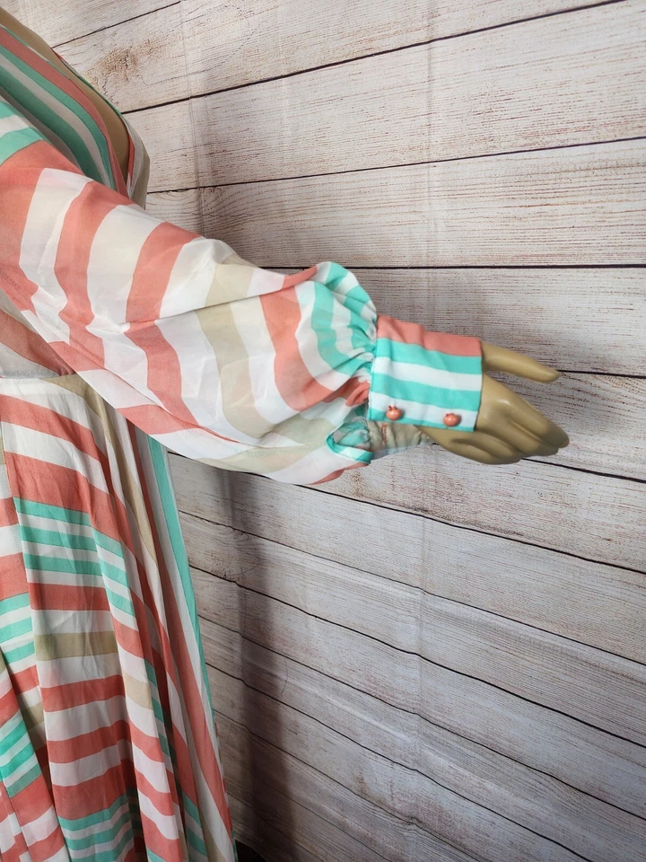 Va Va Voom Multicolor Chiffon Elastic Waist LONG maxi dress Long Sleeve NWT Sz S - Image 4 of 4