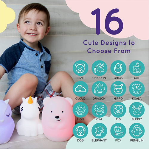 Owl, Kids Night Light, Silicone Nursery Light for Baby and Toddler, Squishy Nigh - Imagen 9 de 12