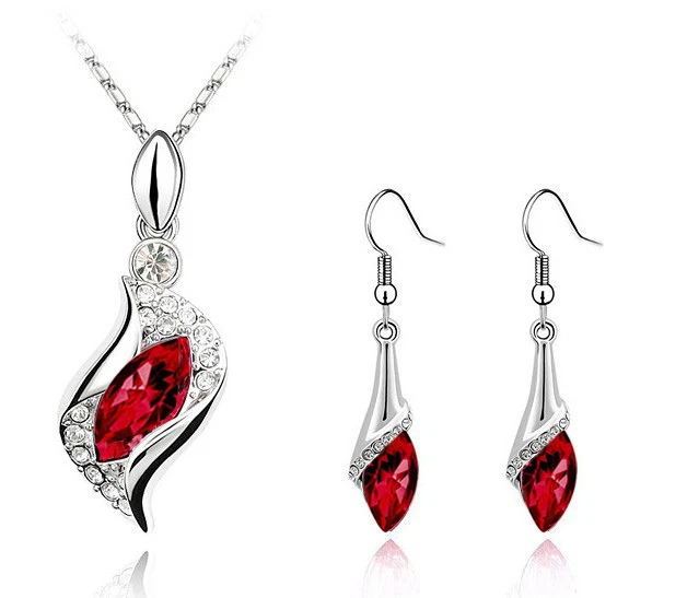 Silver drop earrings and necklace set shop