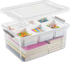 17 QT Stackable Clear Craft Organizers and Storage Box with Removable Tray