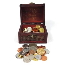 Treasure Chest: One Pound of Assorted World Coins + Ancient Roman Bronze Coin