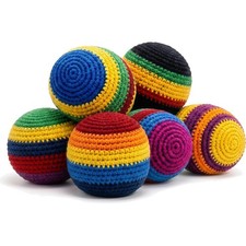 Hacky Footbag Set of 6 - Handmade Knitted Colorful Crochet Balls