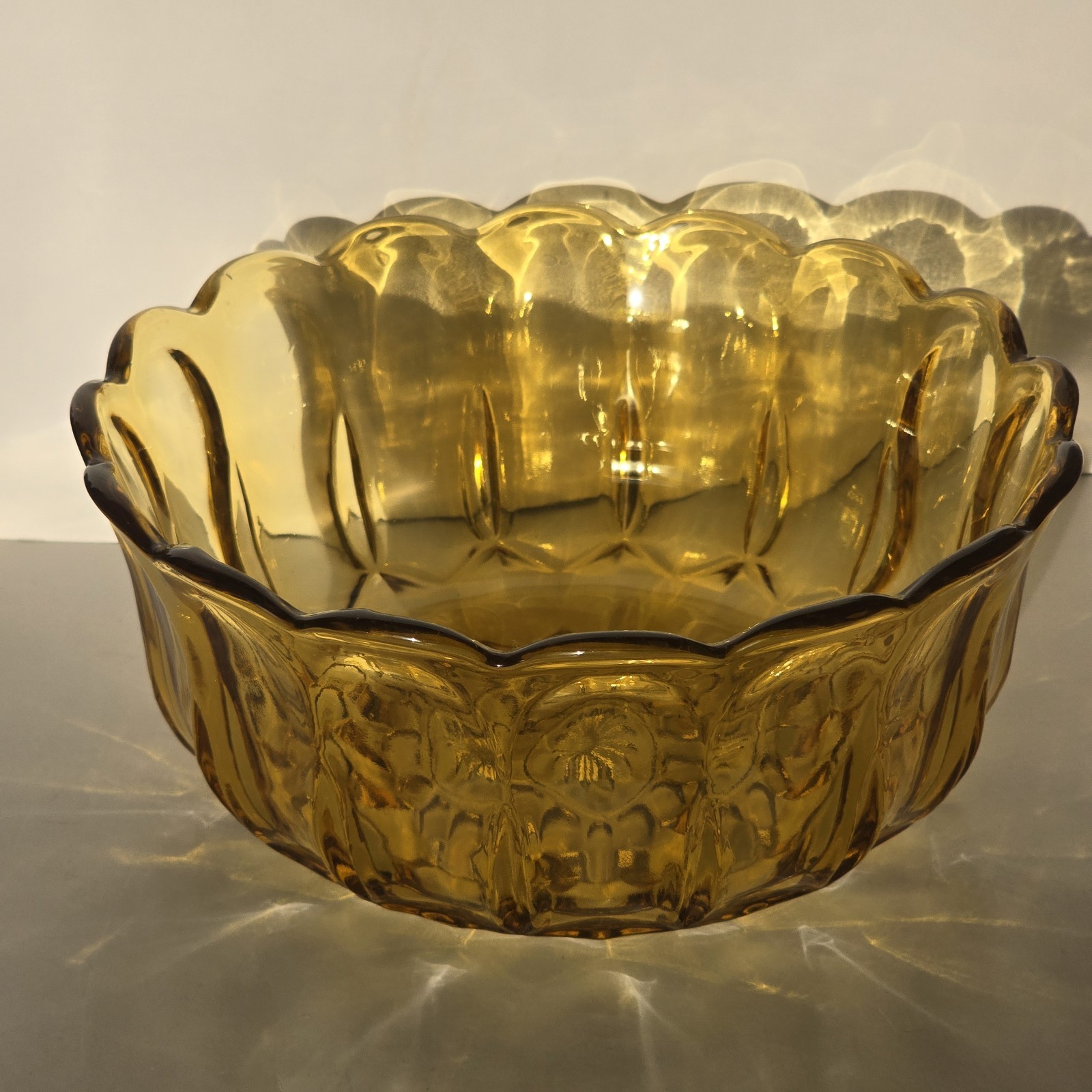 Vintage Anchor Hocking Fairfield Amber Glass Serving Bowl