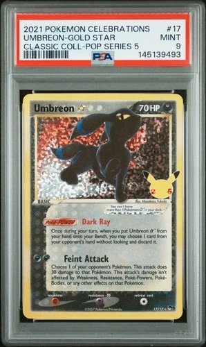 2021 POKEMON CELEBRATIONS CLASSIC COLL #17 UMBREON-GOLD STAR PSA 9