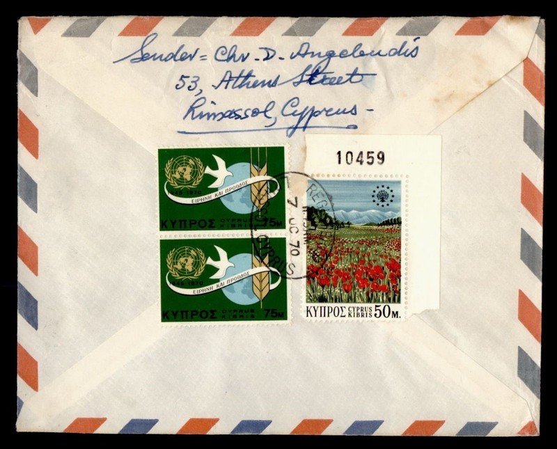 DR WHO 1970 CYPRUS REGISTERED AIRMAIL LIMASSOL TO ENGLAND R81506
