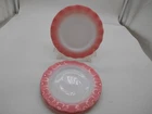 3 Vintage Hazel Atlas MCM Glass Pink Crinoline Ripple 7" Salad Plates