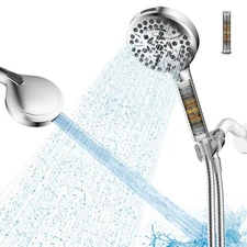 Filter Shower Head-10 Modes High Pressure Handheld Spray Water-Saving 71" Hose