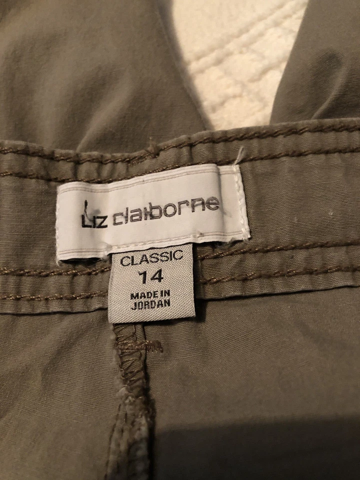 Liz Claiborne Classic Cargo Ankle Pants Khaki Green 14 - Image 2 of 4
