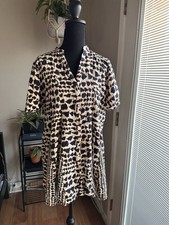 Zara Linen Blend Animal printed mini dress Button Down V Neck Cute Trendy Style