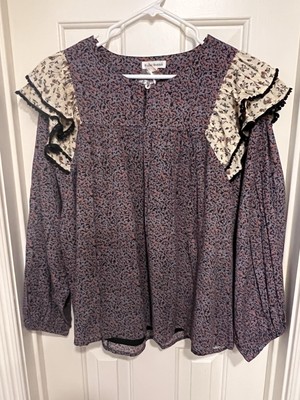 Roller Rabbit Floral Blouse Sz Large 