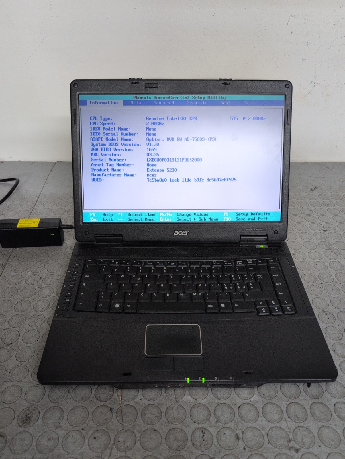 NOTEBOOK COMPUTER PORTATILE LAPTOP ACER Extensa 5230e 571g Intel NON FUNZIONANTE