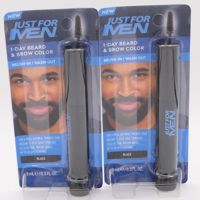 Just For Men Black 1-Day Beard & Brow Color Brush-In / Wash-Out 2 Pack 0.3 oz Ea