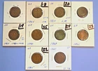 LOT OF 10, 2 CENT COINS 1864-1870 CARDED See Dates in Description