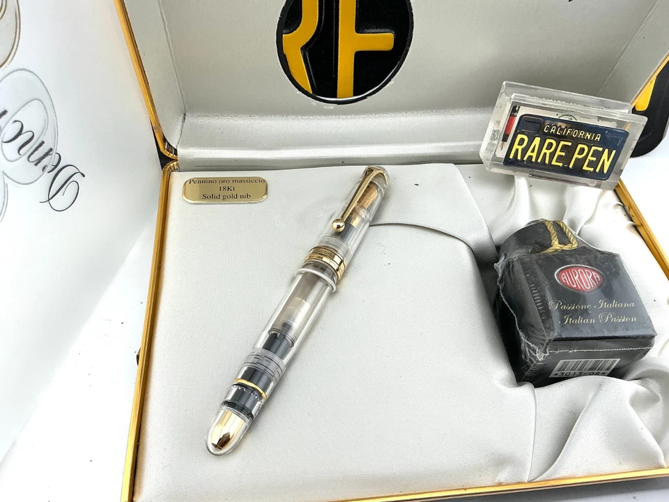 Pluma Estilográfica AURORA 88 DEMOSTRATOR LE 888 Borde Dorado 18K Med Nueva en Caja Año 2001 NUEVA Foto 2 de 4