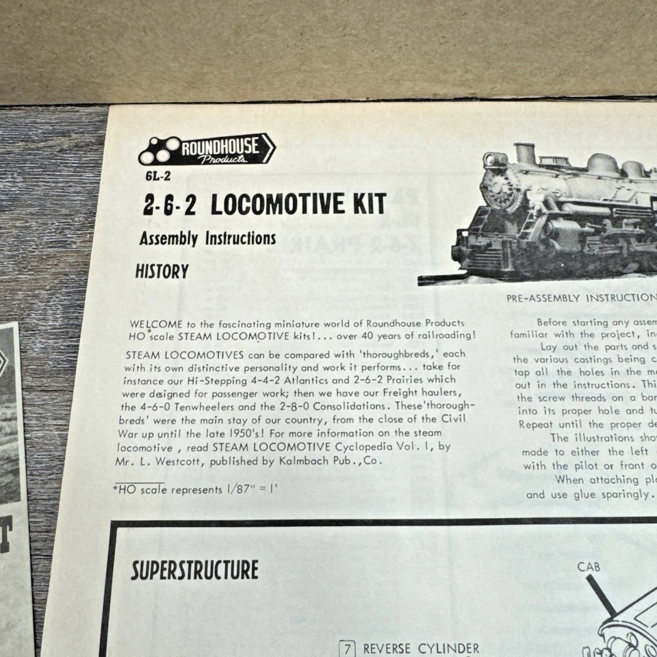 Vintage Roundhouse HO Scale 2-6-2 Locomotive Kit w/ 1010 Tender - Unassembled - Image 3 of 4