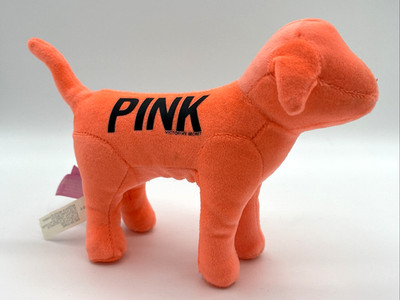 Neon Orange Victoria's Secret Mini Dog Puppy Stuffed Animal Plush Love Pink VTG
