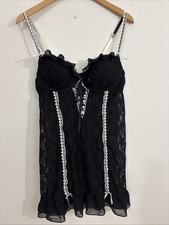 Seductive Wear Cinema Etoile Black Lace Babydoll Chemise Lace Up Large Underwire