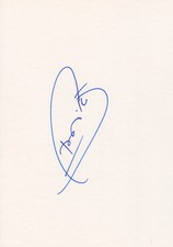 Romero Britto Zeichnung mit Autogramm signed A4 Karteikarte
