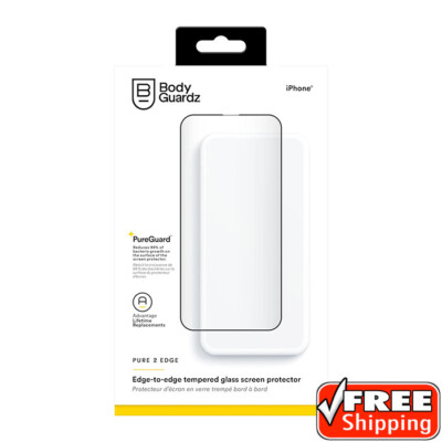 BodyGuardz Pure 2 Edge Antibacterial Glass Screen Protector for iPhone 14 PLUS