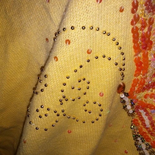 Quacker Factory Sweater Womens Plus Size 3X Yellow Butterfly Sequined Bling - Picture 5 of 10