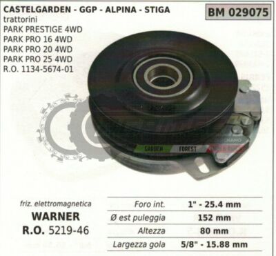 1134567401 Warner Clutch Alpina Stiga Park Prestige 4Wd Lawn Mower
