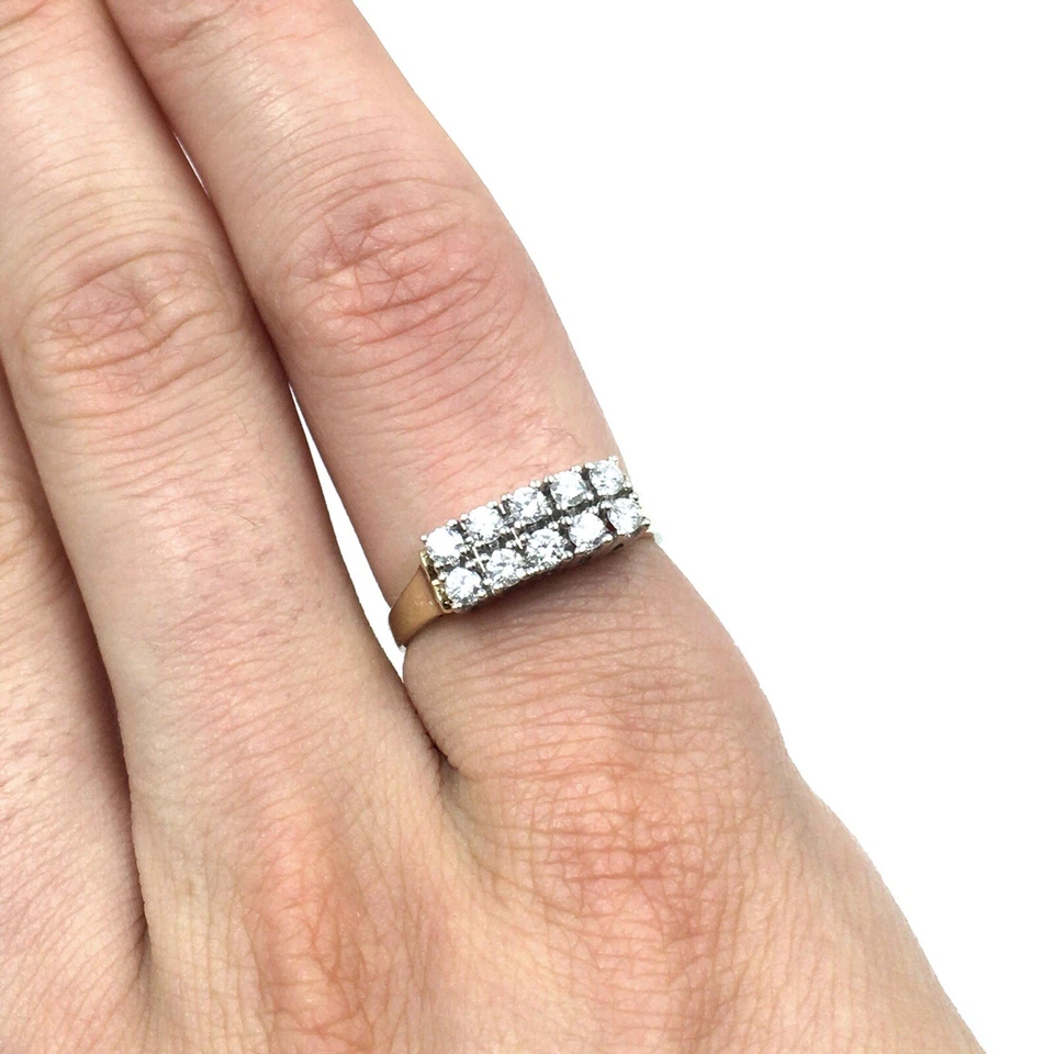 14kt Gelbgold Ring Brillant 0.83ct Diamant Bandring 585 Gold Weißgold Fassung 61 - Bild 3 von 4