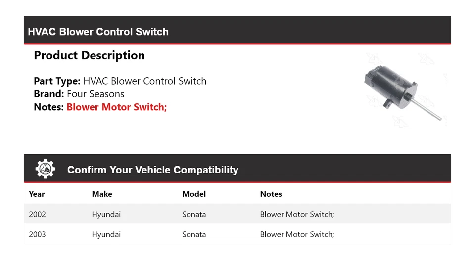 Interruptor de control del soplador de climatización para Hyundai Sonata 2002-2003 4 estaciones Foto 2 de 4