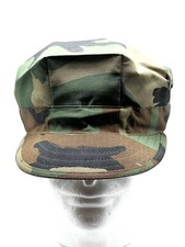 US Military Utility Cap Woodland Camo BDU Patrol Hat Size Large