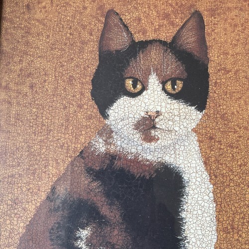 Vtg 90s Cindy Sampson Country Cat Folk Art Framed Print Calico Kitty 1999 - Picture 4 of 11